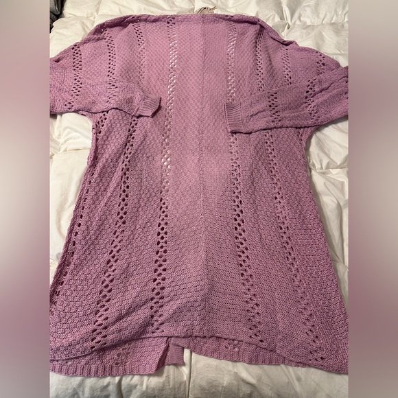 Muche Muchette Pietro Crochet Balloon Sleeve Lavender Knit Cardigan - NWT - OS - Picture 5 of 14